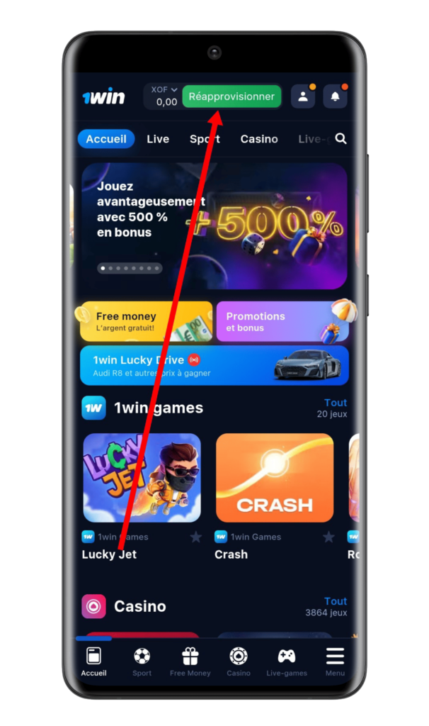 Cliquez sur "Réapprovisionnement"