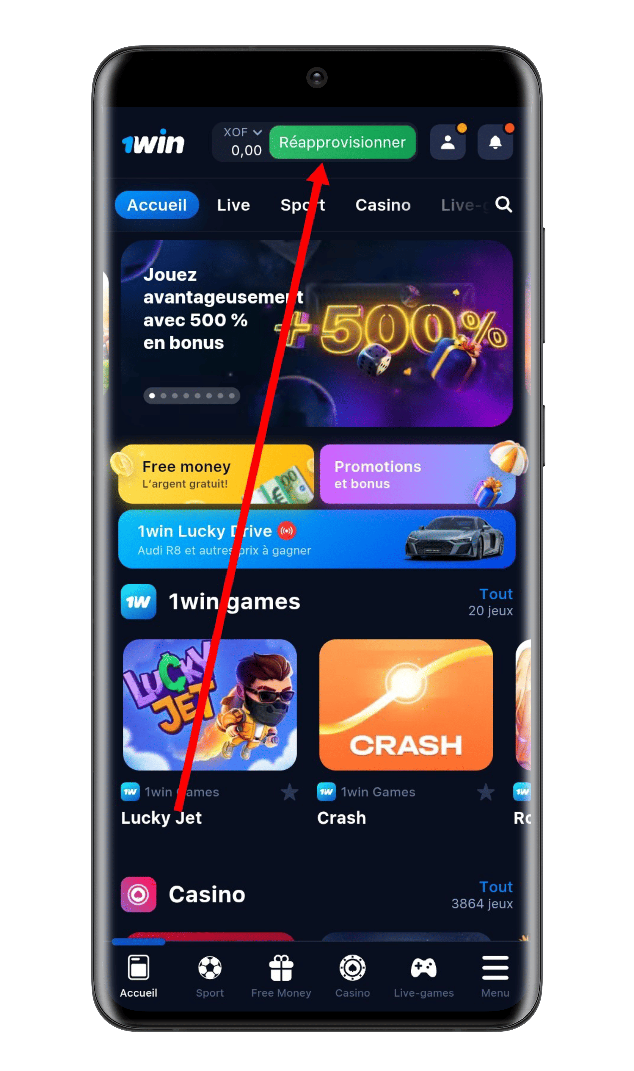 Cliquer sur "Réapprovisionner"