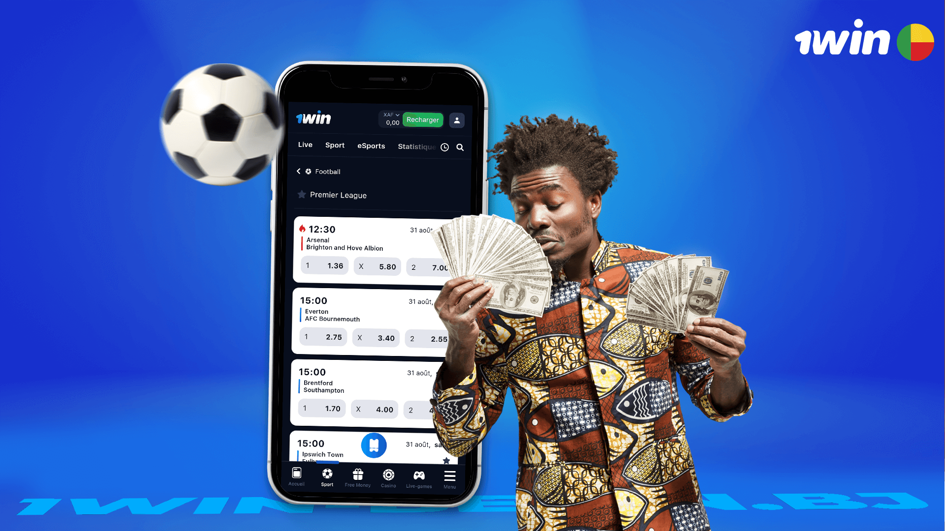 Comment parier sur le football sur 1win bénin